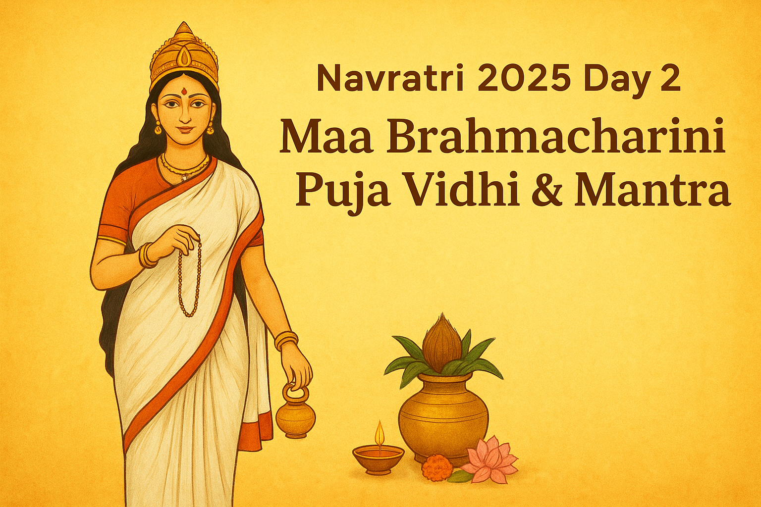 Navratri 2025 Day 2: Maa Brahmacharini Puja Vidhi & Mantra 108 times